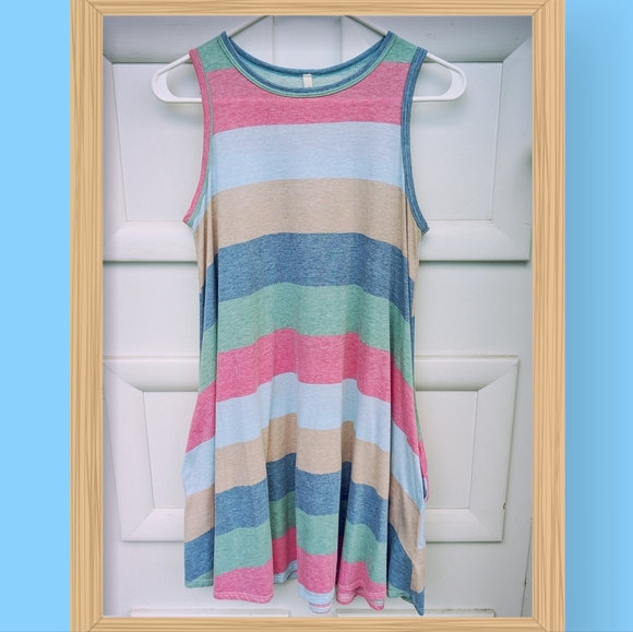 Beeson River Dresses & Skirts - Beeson River Striped Flowy Tank Dress With Pockets Size Medium